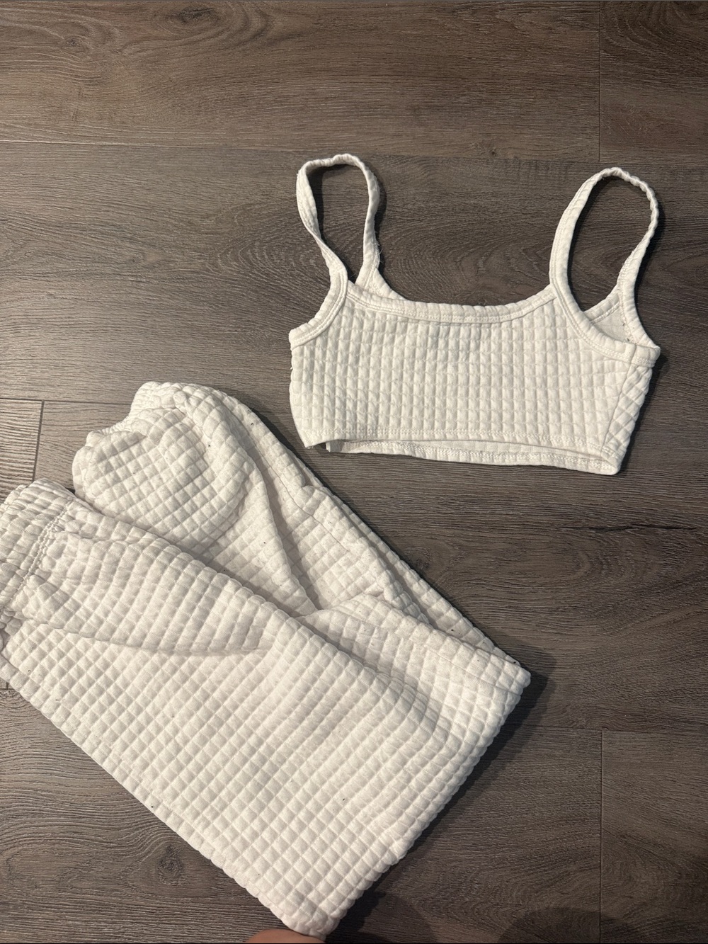 Princess Polly White Quilted Tank & Jogger Lounge Set